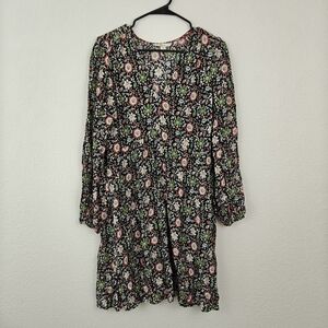 Boden Enchanting Twig Floral Long Sleeve v-neck Mini Dress Size 10